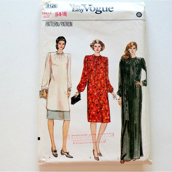Vogue 8126 Sewing Pattern Very Easy Misses' Tunic Skirt  Dress Uncut  Size 6 8 1 - Picture 1 of 3